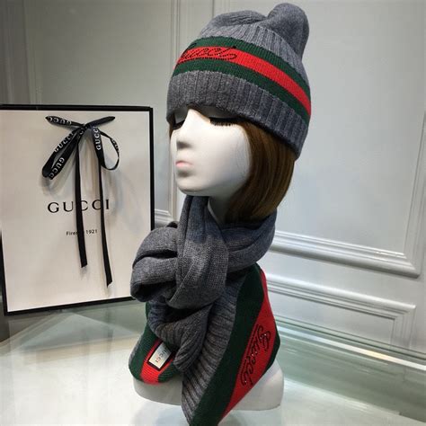 leather beret gucci|Gucci beanie scarf set.